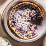 Blueberry clafoutis in a pie plate