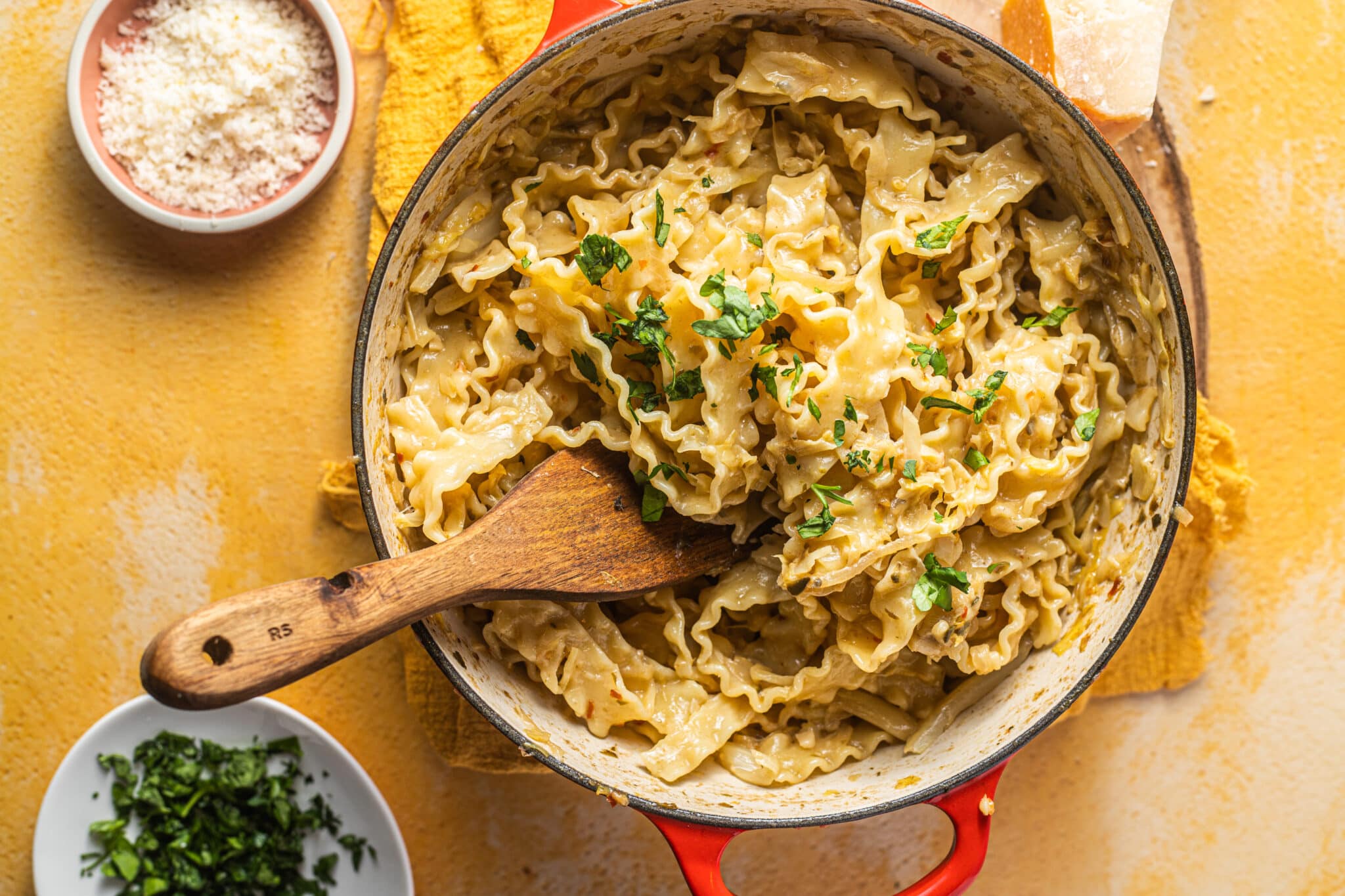 Mafaldine Pasta with Caramelized Cabbage Home Cooking Collective