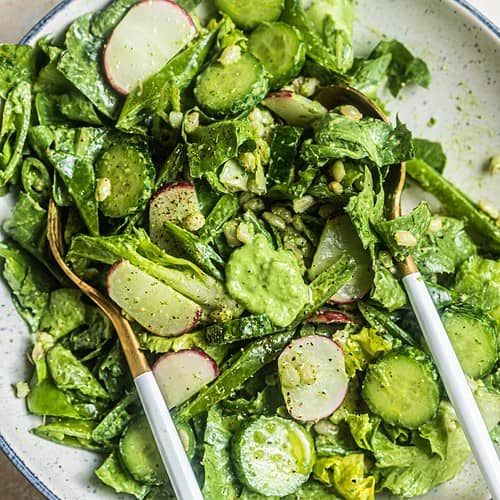 bibb salad with basil green goddess dressing Basil Green Goddess Dressing