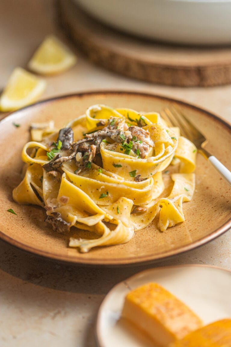 Mushroom Pappardelle Pasta in Creamy Garlic Sauce Home Cooking Collective