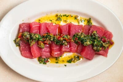 Simple Tuna Crudo with Lemon Caper Dressing